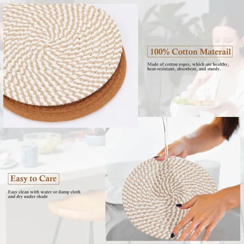 Miniatura 3 de Billbotk Salvamanteles de 7 pulgadas para platos calientes, ollas y sartenes calientes, 4 almohadillas calientes resistentes al calor, soportes