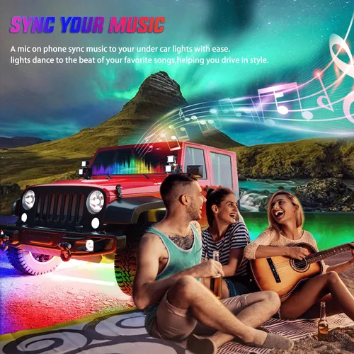 Miniatura 6 de Nilight 6 Piezas Tiras de Luces de Neón de Acento para Bajos del Automóvil 300 LEDs Multicolor RGB-IC DIY Función Activa de Sonido Modo Música