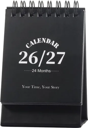 Calendario de escritorio 2026-2027, calendario de 2 años desde enero de 2026 hasta diciembre de 2027, planificador mensual de mesa con calcomanías