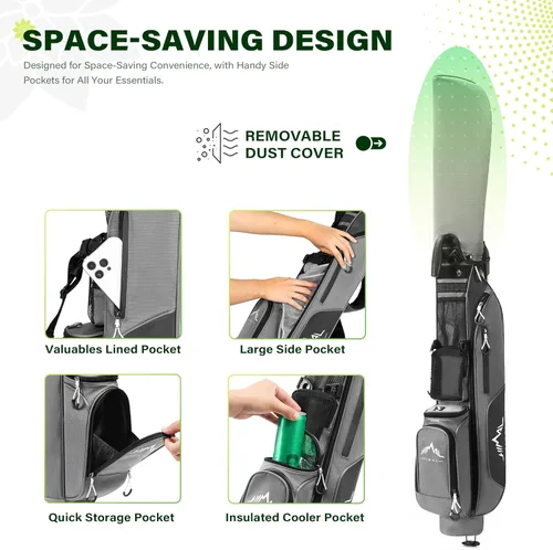 Miniatura 4 de uniHimal Par 3 Golf Bag Small Lightweight with Dual Shoulder Straps – Pitch n Putt Golf Bag Easy to Carry and Durable for Men/Women– 31.5 inches