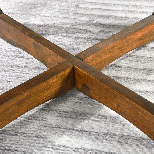 Miniatura 7 de Mesa auxiliar redonda para sala de estar, mesas de cóctel de madera maciza con parte superior empalmada, mesa central tradicional de madera