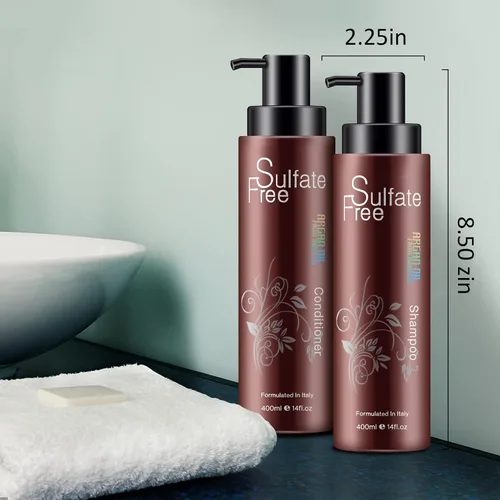 Miniatura 9 de Juego de champú y acondicionador de aceite de argán marroquí orgánico natural, sin sulfatos, tratamiento seguro para el color, protección UV, Rojo