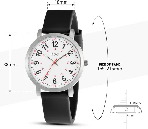 Miniatura 5 de Infantry MDC 5ATM Waterpfoof - Reloj de enfermera para estudiantes de medicina, médicos, relojes de enfermería para mujeres con segunda mano, hora