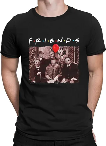 Camisetas de Halloween de Horror Friends para hombre, divertida camiseta de manga corta con gráficos aterradores