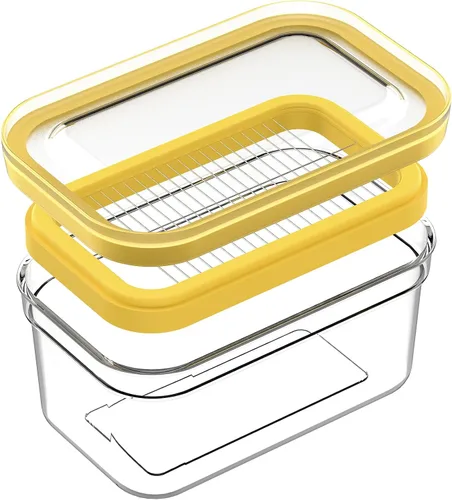 Miniatura 13 de UNIVIVO Cortador de mantequilla hermético, estuche de almacenamiento de mantequilla en barra con tapa para refrigerador (hermético, mediano 280g)