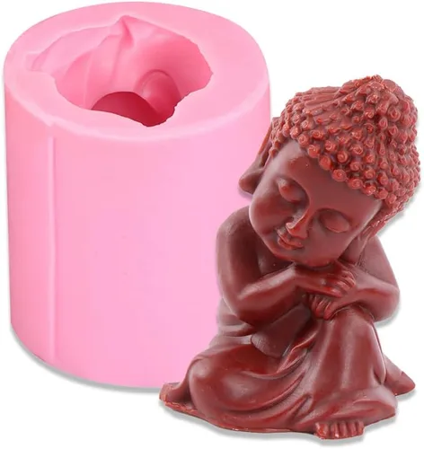 Cestony Moldes de silicona con forma de Buda 3D para hacer velas, pilar de resina, aromaterapia, velas de yeso, cera de arcilla, adorno para Buda-d