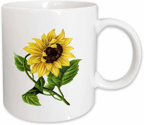 Miniatura 10 de 3dRose Taza azul de dos tonos de girasol vintage gigante de 11 oz