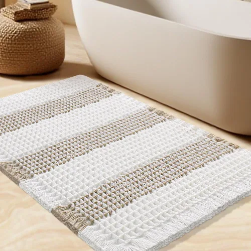 Miniatura 73 de Tapete de baño con diseño de gofre, moderno, bohemio, absorbente, antideslizante, ultrasuave, lavable a máquina, con letra de baño, dormitorio