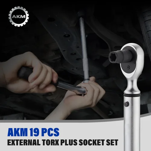 Miniatura 7 de AKM Juego de llaves Torx Plus externas de 19 piezas, 6 puntos EP Socket EP4-32 con 1/2 pulgadas 3/8 pulgadas 1/4 pulgadas Dr. EP8.8 compatible