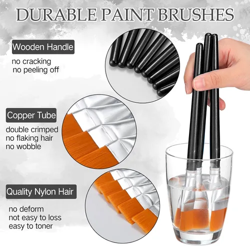 Miniatura 3 de Crtiin 60 pinceles planos para pintura acrílica, pinceles grandes de pintura acrílica a granel, pinceles de pintura para acuarela, detalles de óleo