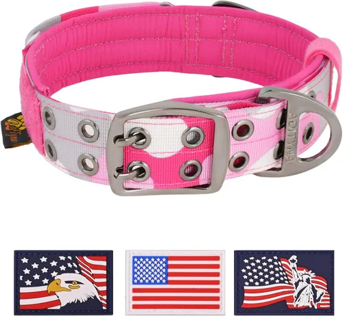 Miniatura 13 de ADITYNA Collar de perro resistente para perros grandes, collar naranja reflectante con asa para entrenar y caminar, ancho, grueso, táctico