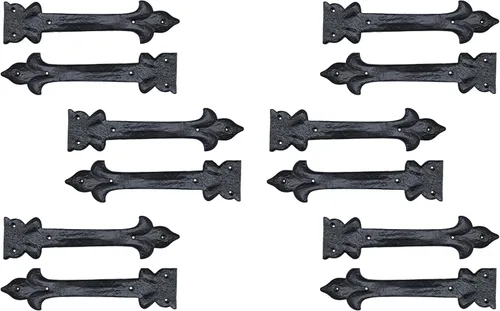 Miniatura 24 de Adonai Hardware Adonijah Bisagra falsa de aluminio para montaje frontal (6.5" x 12 Pack, Negro mate) para puertas de granero, puertas, armarios