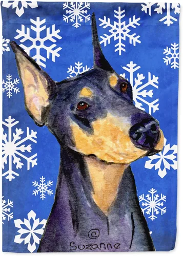 Miniatura 251 de Caroline's Treasures SC9374GF Bulldog English Snow flakes Holiday Garden Flag Buzón Bandera decorativa para patio exterior, patio, obras de arte