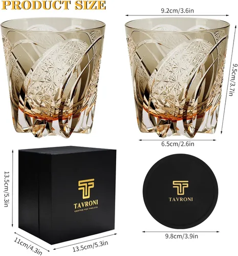 Miniatura 2 de Vasos de whisky Old Fashioned Edo Kiriko - Vaso de whisky de 11 onzas cortadas a mano para whisky, bourbon, licor y bebidas de cóctel, grandes