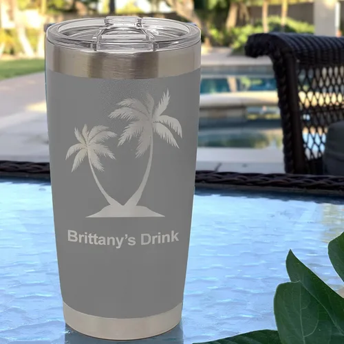 Miniatura 2 de LaserGram Vaso aislado al vacío de 20 onzas, bandera de México, grabado personalizado incluido (gris)