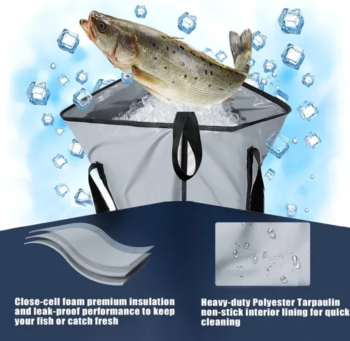 Miniatura 4 de Bolsa enfriadora térmica Buffalo Gear para peces, 40x18 pulgadas 48x18 pulgadas, a prueba de fugas, bolsa portátil impermeable, mantiene el hielo