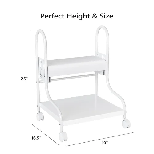 Miniatura 3 de OmySalon Carrito de pedicura, carrito de baño de pies, carrito de salón de altura ajustable con cojín de poliuretano, carrito portátil para manicura