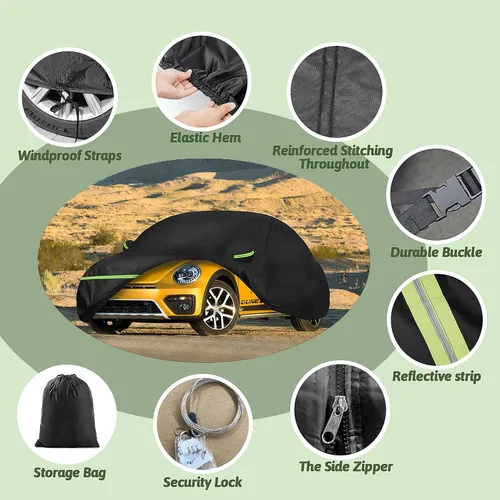 Miniatura 3 de Fundas de automóvil para Volkswagen New Beetle 1998-2025 de 2 puertas, impermeable para todo tipo de clima, cubierta completa de automóvil 210T
