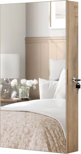 Miniatura 9 de SONGMICS Armario de joyería con espejo con luces LED integradas, organizador de almacenamiento de joyas montado en la pared o en la puerta, 3.8 x