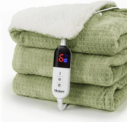 Miniatura 21 de Manta térmica eléctrica Twin Waffle, 62 x 84 pulgadas, manta de calentamiento rápido, 6 niveles de calefacción y 10 horas de apagado automático