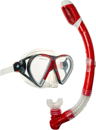 Miniatura 2 de Hawaii Divers Leilani Mask Snorkel and Fin Set, Adult Snorkeling Gear, Dual-Window Tempered Glass Mask, Dry-Top Snorkel, Adjustable Fins, Travel