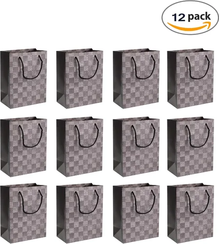 Miniatura 4 de Hammont Bolsas de regalo de boda para dama de honor, recuerdos de fiesta de diseño a cuadros, paquete de 12 bolsas de regalo estampadas con papel