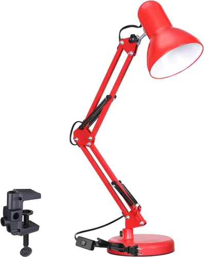 TORCHSTAR Lámpara de escritorio de metal con abrazadera, brazo oscilante, lámpara de mesa ajustable de cuello de ganso para arquitecto, luces de