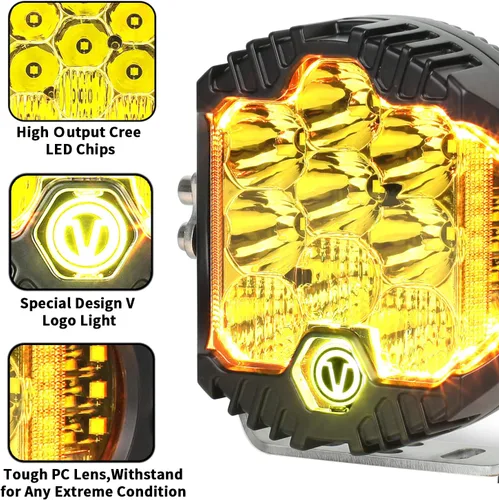 Miniatura 4 de Luz LED para todo terreno de 5 pulgadas, 50 W, color amarillo ámbar, luz de conducción, luz de trabajo redonda, combo de inundación para Wrangler