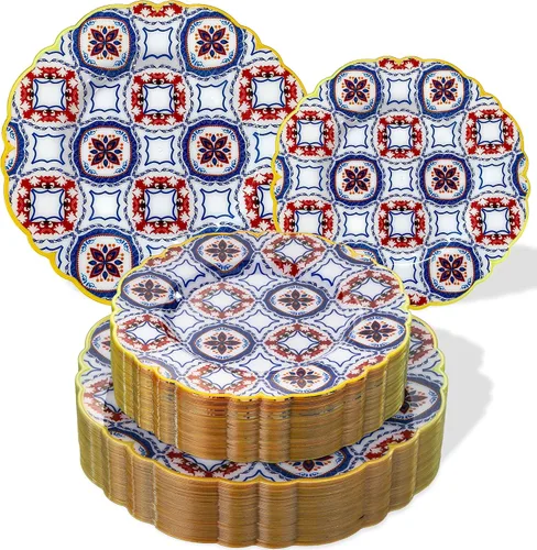 Miniatura 18 de Morejoy - 60 platos de plástico negro, platos desechables negros con borde dorado, placa dorada resistente, placa de diseño moderno de remolino que