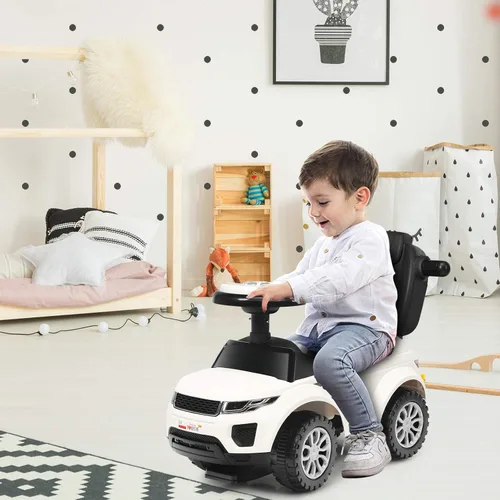Miniatura 3 de Costzon 3 en 1 Coche de Paseo y Empuje, Carriola Deslizante con Bocina, Música, Luz, Almacenamiento Bajo el Asiento, Mango Parental, Barreras