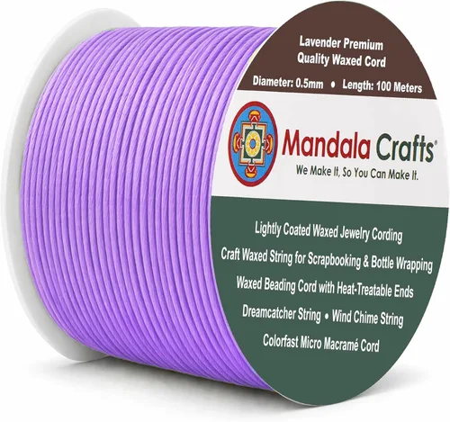 Miniatura 150 de Cuerda Mandala Crafts 0.03 pulgadas 109 yardas para hacer joyería, artesanía, macramé, cuerda de algodón encerado Negro