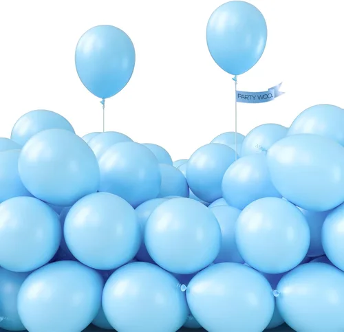 PartyWoo Globos de color azul claro, 50 unidades, 5 pulgadas, pequeños globos de color azul pastel cielo aguamarina para graduación, baby shower,