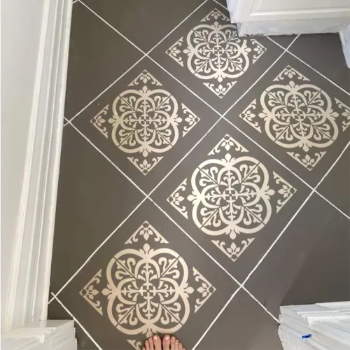 4 plantillas de azulejos reutilizables de 12 x 12 pulgadas, plantillas de mandala, plantillas grandes para pintar pisos, plantillas de pared para