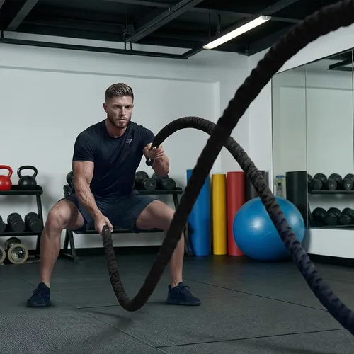 Miniatura 9 de Cuerda de batalla para entrenamiento de gimnasio en casa, 1.26 pulgadas, 30 pies, cuerdas de ejercicio de entrenamiento pesadas, equipo de fitness