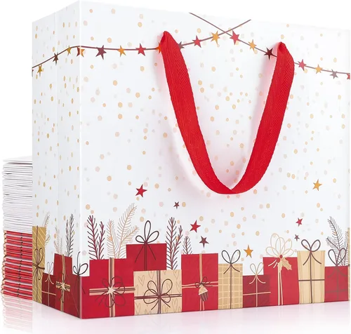 Miniatura 12 de EUSOAR Bolsas de Regalo Grandes Azul Marino, Paquete de 25 - Bolsas de Papel de Compras de 12.5"x4.5"x11" con Asas para Negocios, Manualidades