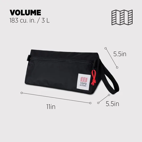 Miniatura 2 de Topo Designs Kit Dopp - Bolsa de viaje para artículos esenciales de cuidado personal, forma autoportante, totalmente forrada, nylon reciclado, Negro