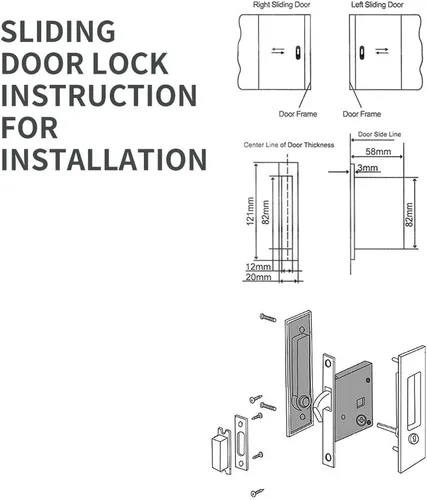 Miniatura 6 de NCL Hardware Manija de puerta corredera para baño, manija de puerta de granero, cerradura de bolsillo redonda de privacidad (níquel satinado)