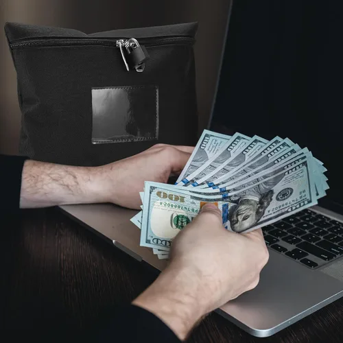Miniatura 5 de Bolsa de dinero con cerradura y 2 llaves, bolsa de dinero para efectivo con cerradura de 11.4 x 8.3 pulgadas, bolsa de depósito bancario de dinero