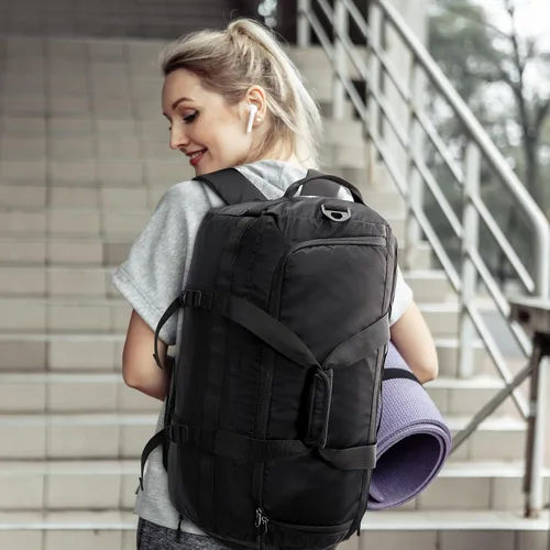 Miniatura 2 de G4Free Bolsa de gimnasio para mujeres y hombres, mochila de lona de 45 litros con compartimento para zapatos, resistente al agua, bolsa de viaje