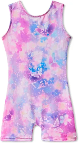 Leotardos de gimnasia con pantalones cortos para niñas diseños de mariposa, unicornio, sirena unitardos, biketardos para baile color rosa