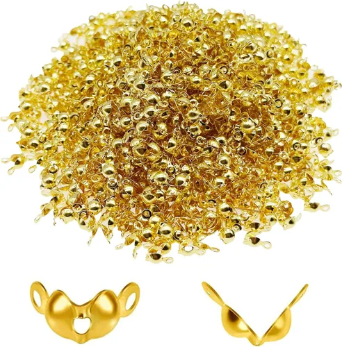 Miniatura 10 de 1400 puntas de cuentas para nudos, cubiertas de nudo, puntas de cuentas plegables, 7 colores, cubiertas abiertas de metal para manualidades
