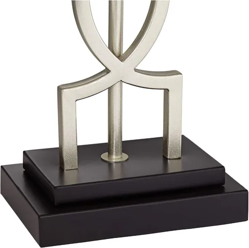 Miniatura 6 de 360 Lighting Evan - Juego de 2 lámparas de mesa modernas de 28 1/2 pulgadas de alto con puerto de carga USB, níquel cepillado, plateado, blanco