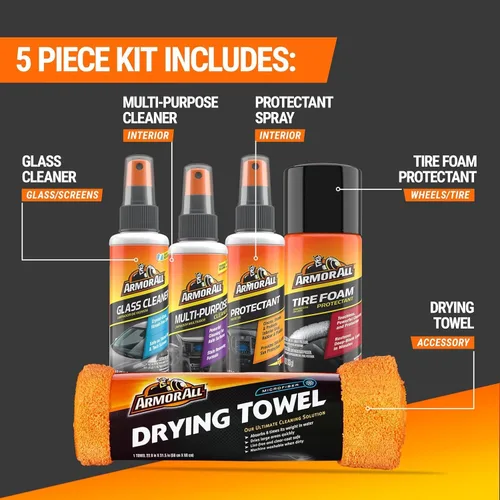 Miniatura 2 de Armor All Kit completo de cuidado del automóvil de 5 piezas, limpiador de interiores y exteriores todo en uno, espuma de neumáticos, spray de vidrio