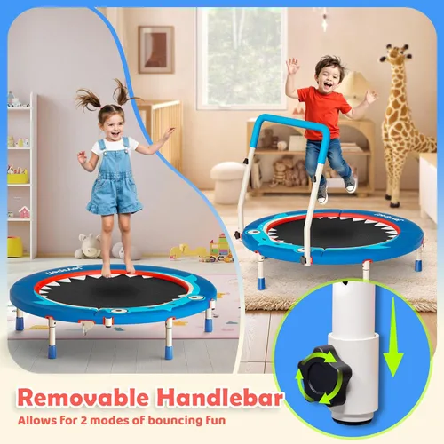 Miniatura 7 de Premium 3FT Foldable Toddler Trampoline for Kids Ages 3-6, 36 Inch ASTM Certified Mini Trampoline with Adjustable Handle, 100 lbs Capacity, Quiet