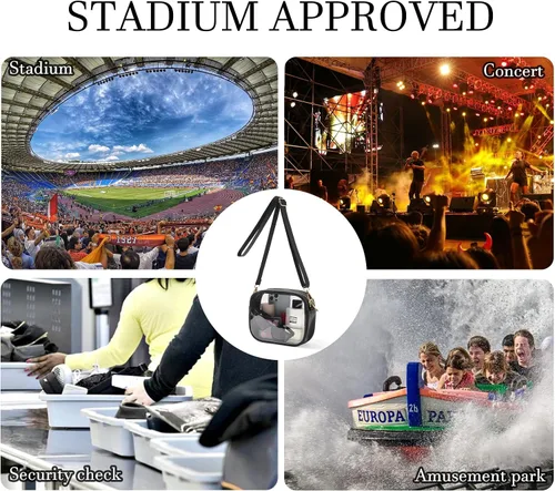 Miniatura 6 de TOBVZOO - Bolsa bandolera transparente aprobada para estadios, conciertos y eventos deportivos, unisex
