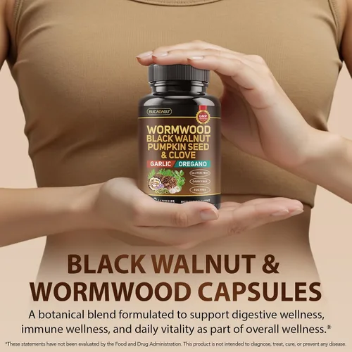 Miniatura 8 de Ajenjo negro nuez clavo de clavo para humanos – Limpieza intestinal natural y salud digestiva con semillas de calabaza, ajo, orégano, neem, papaya