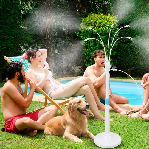 Misters para patio exterior, sistema de enfriamiento de nebulización de pie, kit de manguera de niebla de agua portátil para exteriores, altura