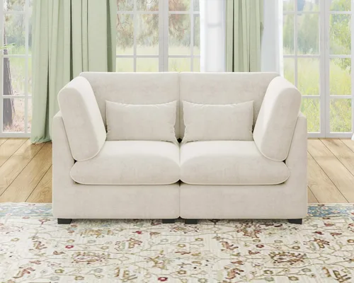 Miniatura 16 de Sofá Modular de Gran Tamaño, Sofá Seccional de Chenilla Nube Extra Profundo con Chaise Otomana, Sofá Esponjoso de Chenilla de 4 Plazas para Sala