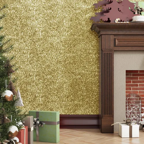 Miniatura 4 de Papel adhesivo con purpurina dorada para paredes, papel tapiz autoadhesivo con purpurina brillante, papel tapiz decorativo dorado para dormitorio
