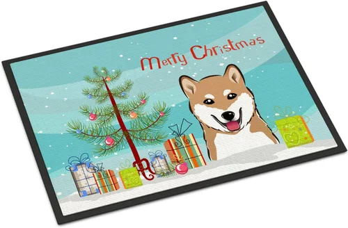 Miniatura 172 de Caroline's Treasures BB1616MAT - Tapete para puerta delantera de árbol de Navidad y sabueso afgano de 18 x 27 pulgadas, para interiores